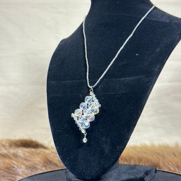 Crystal Beaded Pendant Necklace – 15" Chain - Picture 2 of 4